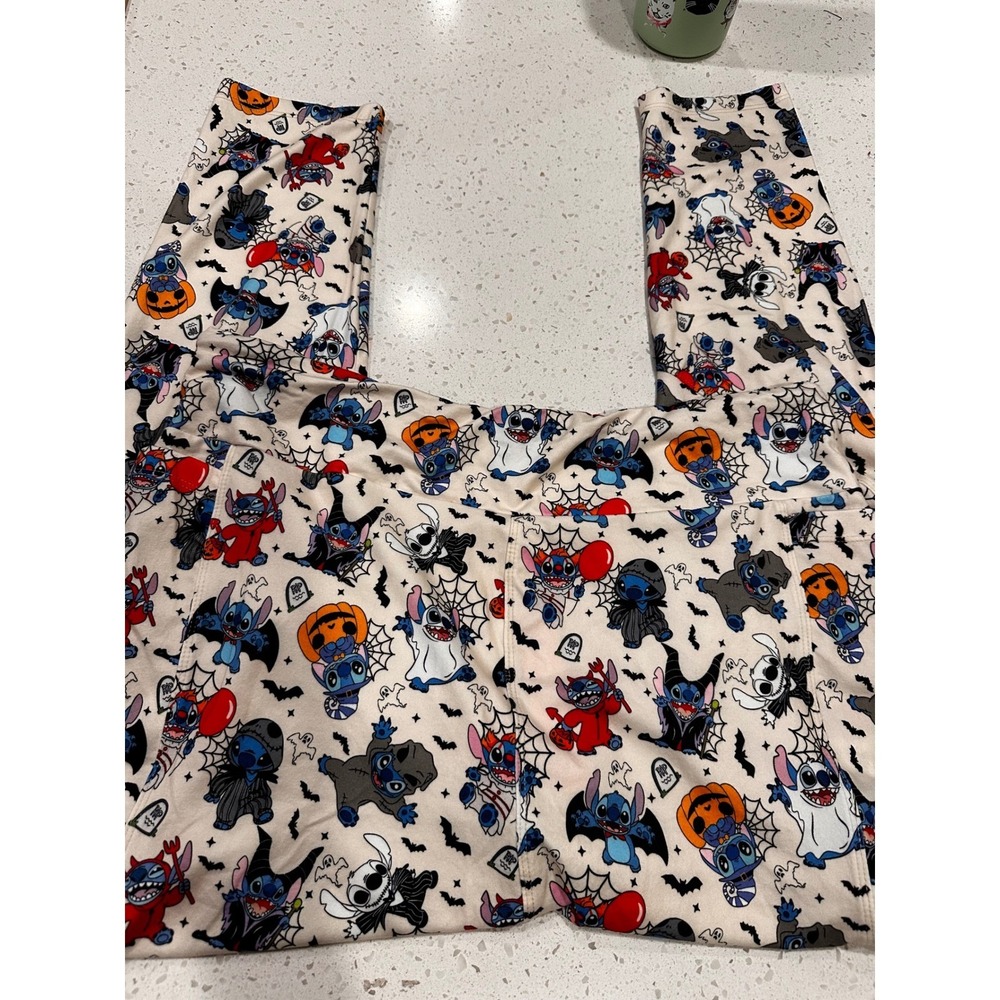 Charlie's Project Stitch Halloween Leggings TC2 Plus 22-26 Disney Pockets Cream